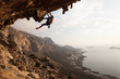 Rock climber at sunset, Kalymnos Island, Greece