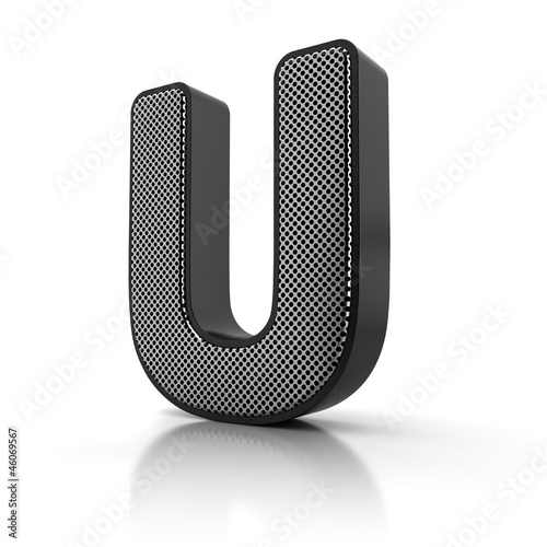 Photo: Letter U as a perforated metal object over white Letter U as a perforated metal object over white
