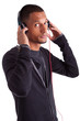 Young african american man listening to music
