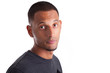 Close up portrait of a young african american man, isolated on w