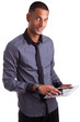 Young african american man using a tablet pc