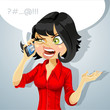 Cute girl talking on the phone about something unpleasant