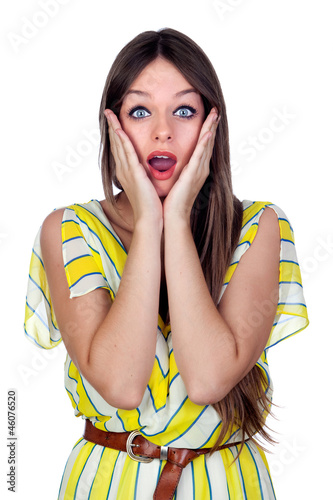Photo: Surprised woman with blue eyes Surprised woman with blue eyes