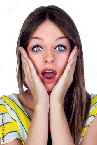 Photo: Surprised woman with blue eyes Surprised woman with blue eyes
