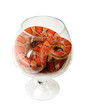 Corn snake in a glass on the white background (Elaphe guttata)