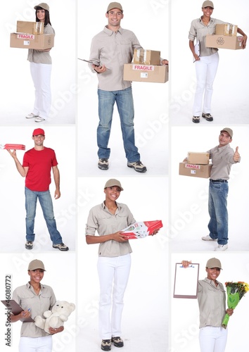 Photo: Collage of people delivering goods Collage of people delivering goods