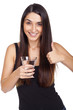 beautiful young woman with glass of water