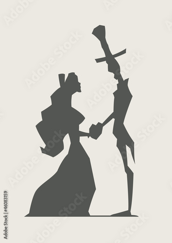 Vector: retro loving couple hold heart vector illustration retro loving couple hold heart vector illustration