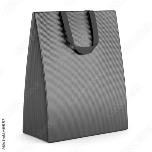 Illustration: single blank gray shopping bag isolated on white background single blank gray shopping bag isolated on white background