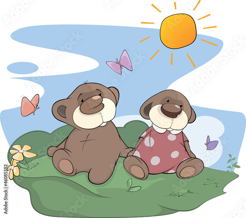 Vector: Bear cubs on a glade Bear cubs on a glade