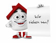 Kleines 3D Haus Rot - Wir ziehen um!