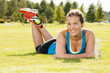 Happy woman jogger training in the park. Healthy lifestyle and p