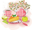Tea with apple pie