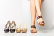 female legs in fashion shoes