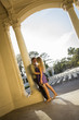 Attractive Loving Couple Portrait in the Outdoor Amphitheater