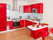 Modern kitchen interior with red decoration