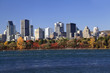 Montreal skyline and Saint Lawrence River in autumn