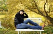 Beautiful woman in autumn forrest