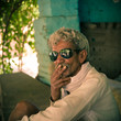 Smoking by old indian villager