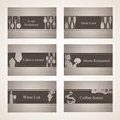 Set of 6 business cards. For cafe and restaurant