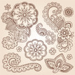 Vector: Henna Paisley Mandala Tattoo Doodle Vector Design Elements Set Henna Paisley Mandala Tattoo Doodle Vector Design Elements Set