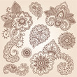 Henna Paisley Tattoo Mandala Doodles Vector Design Elements