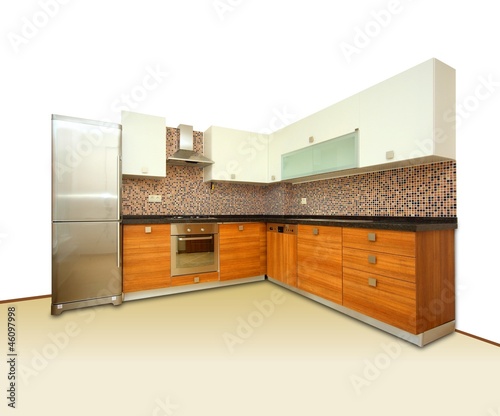 Photo: New kitchen on white background New kitchen on white background
