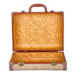 vintage suitcase or luggage open, isolated