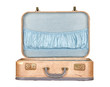 vintage suitcase or luggage open, isolated