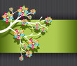 Stylized Tree with Colorful Blossoms