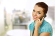 A young woman talking on the phone