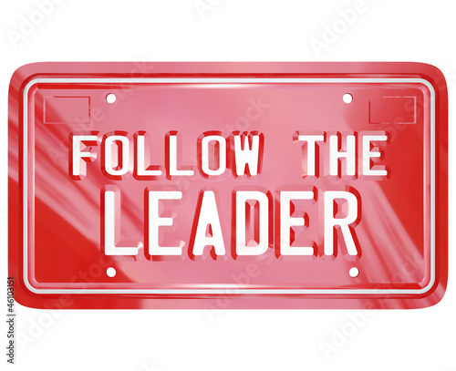 Illustration: Follow the Leader Red Vanity License Plate Words Follow the Leader Red Vanity License Plate Words