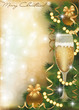 Merry Christmas greeting card with champagne