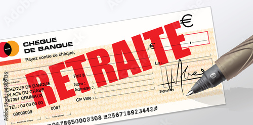 Illustration: chèque de pension de retraite, de retraite chèque de pension de retraite, de retraite