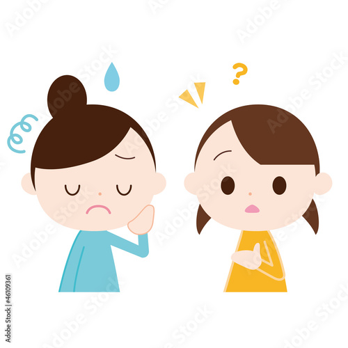 Illustration: 悩む女性 話を聞く女性 悩む女性 話を聞く女性