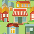seamless pattern with cartoon houses