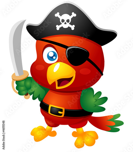 Vector: Illustration of Cartoon Pirate Parrot Illustration of Cartoon Pirate Parrot
