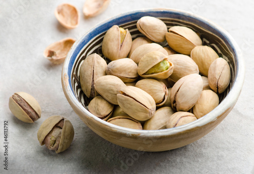 Photo: Pistachios in ceramic bowl Pistachios in ceramic bowl