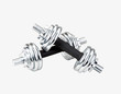 Metallic dumbbells isolates on white
