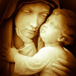 Vintage image of the virgin Mary carrying baby Jesus