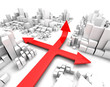 ciudad y flechas,concepto gps