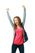girl student showing success