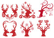 Christmas deer stag heads, vector
