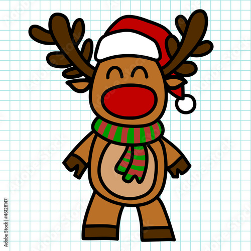 Vector: Reindeer hand draw cartoon. vector Reindeer hand draw cartoon. vector
