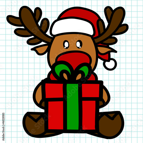 Vector: Reindeer hand draw cartoon. vector Reindeer hand draw cartoon. vector