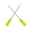 two medical needles cross. Isolated on white.