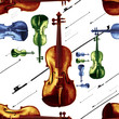 Old Dusty Violin with Bow Jazzy Endless Pattern