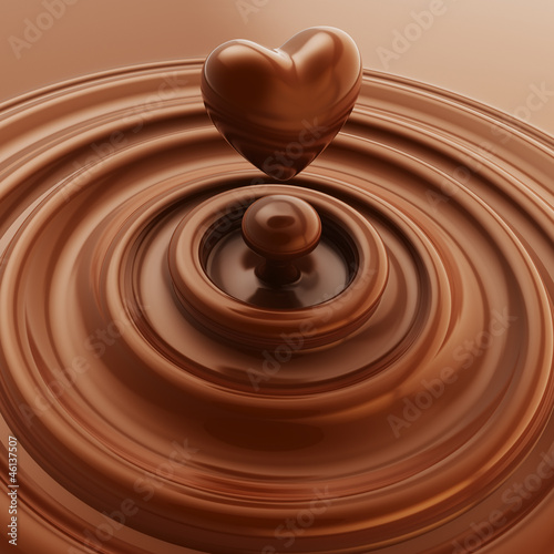 Illustration: Heart symbol made of liquid chocolate Heart symbol made of liquid chocolate