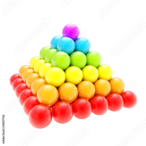 Illustration: Pile pyramid of glossy spheres isolated on white Pile pyramid of glossy spheres isolated on white