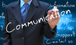 businessman hand writing communication